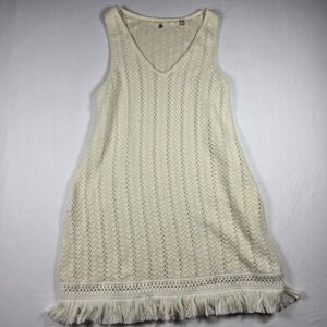 Knitted & Knotted Women's‎ S Cream Crochet Knit Sleeveless Dress Tunic
